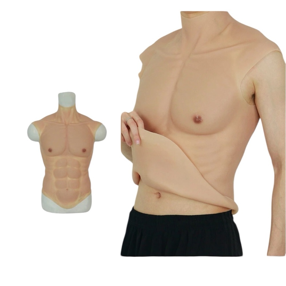Silicone Muscle chest realistic body Suit for cosplay crossdresser